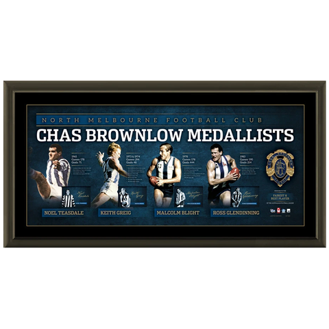 North Melbourne Signed Brownlow Litho Official Afl Frame Greig Blight Teasdale - 2078