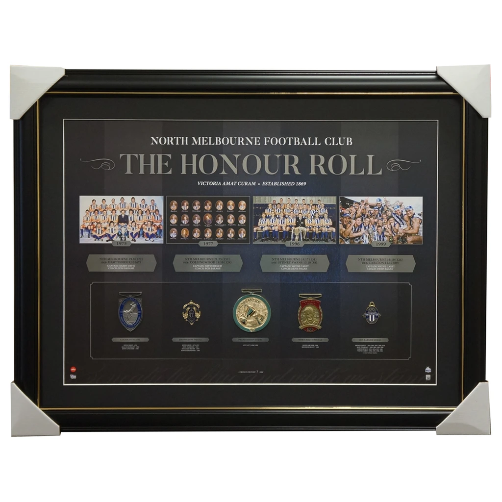North Melbourne Vfl/afl Premiers Honour Roll With Medallions Print Framed - 3012