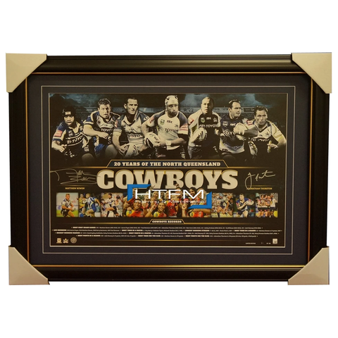 North Queensland Cowboys Signed Print Matthew Bowen Jonathan Thurston Framed Nrl - 1941