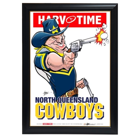 North Queensland Cowboys, Nrl Mascot Print Harv Time Print Framed - 4153
