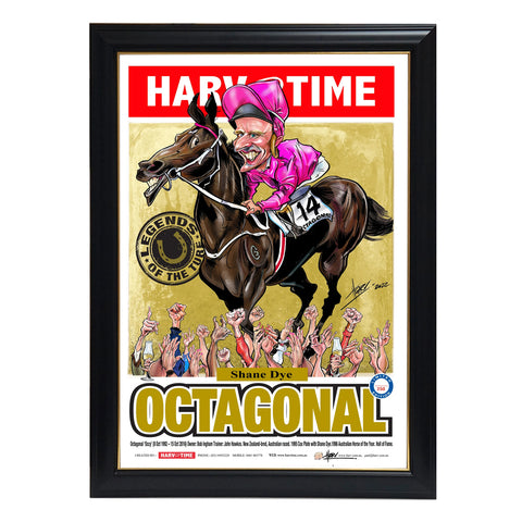 Octagonal Horse Racing Harv Time Caricature L/E Print Framed Shane Dye - 5268