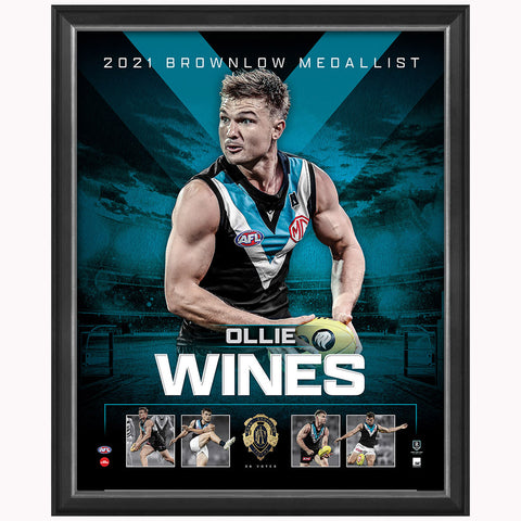 Ollie Wines 2021 Brownlow Medal Official AFL Sportsprint Framed - 4910