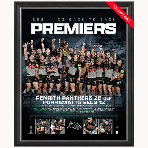 Penrith Panthers 2021-22 Back to Back Premiers Official NRL Sportsprint Framed - 5318