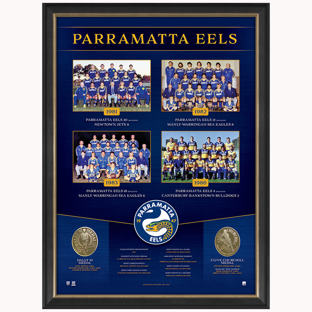 Parramatta Eels the Historical Series Montage Print Framed Official NRL - 1842