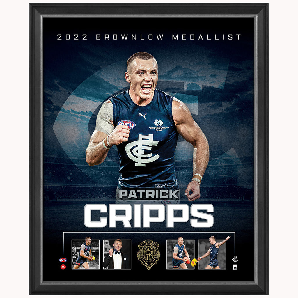 Patrick Cripps Carlton 2022 Brownlow Medal Official AFL Sportsprint Framed - 5319