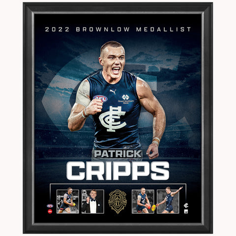 Patrick Cripps Carlton 2022 Brownlow Medal Official AFL Sportsprint Framed - 5319