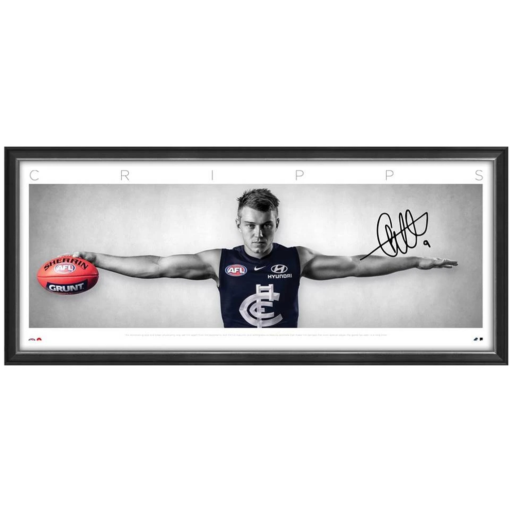 Patrick Cripps Hand Signed Carlton F.c. Wings L/e Official Afl Print Framed in Stock Now - 3722