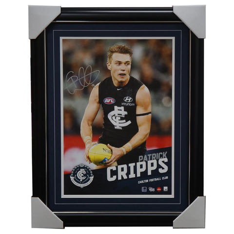 Patrick Cripps Signed Carlton Blues Official AFL Vertiramic Print Framed AFLPA - 3115