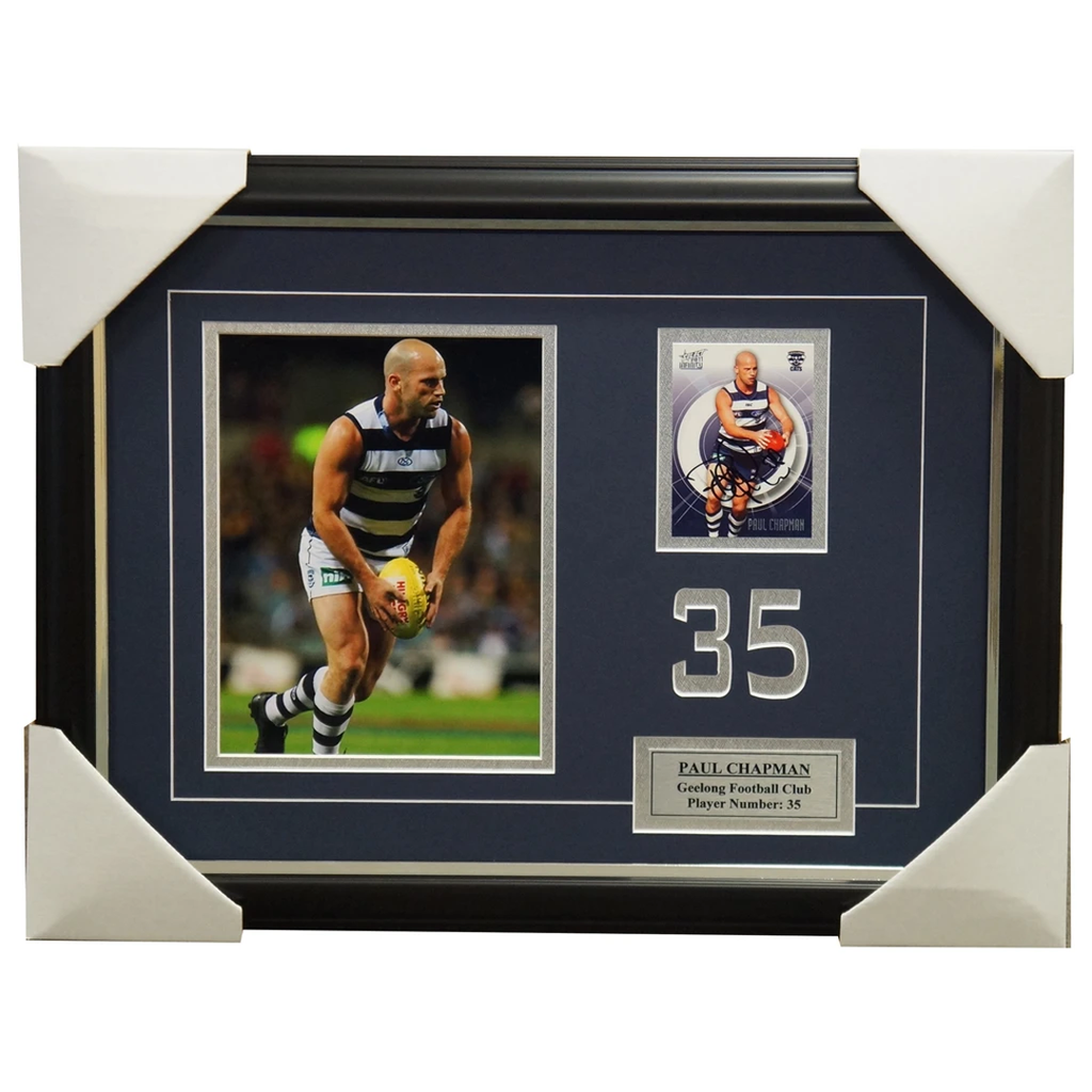 Paul Chapman Geelong Signed Card Collage Framed - 4033