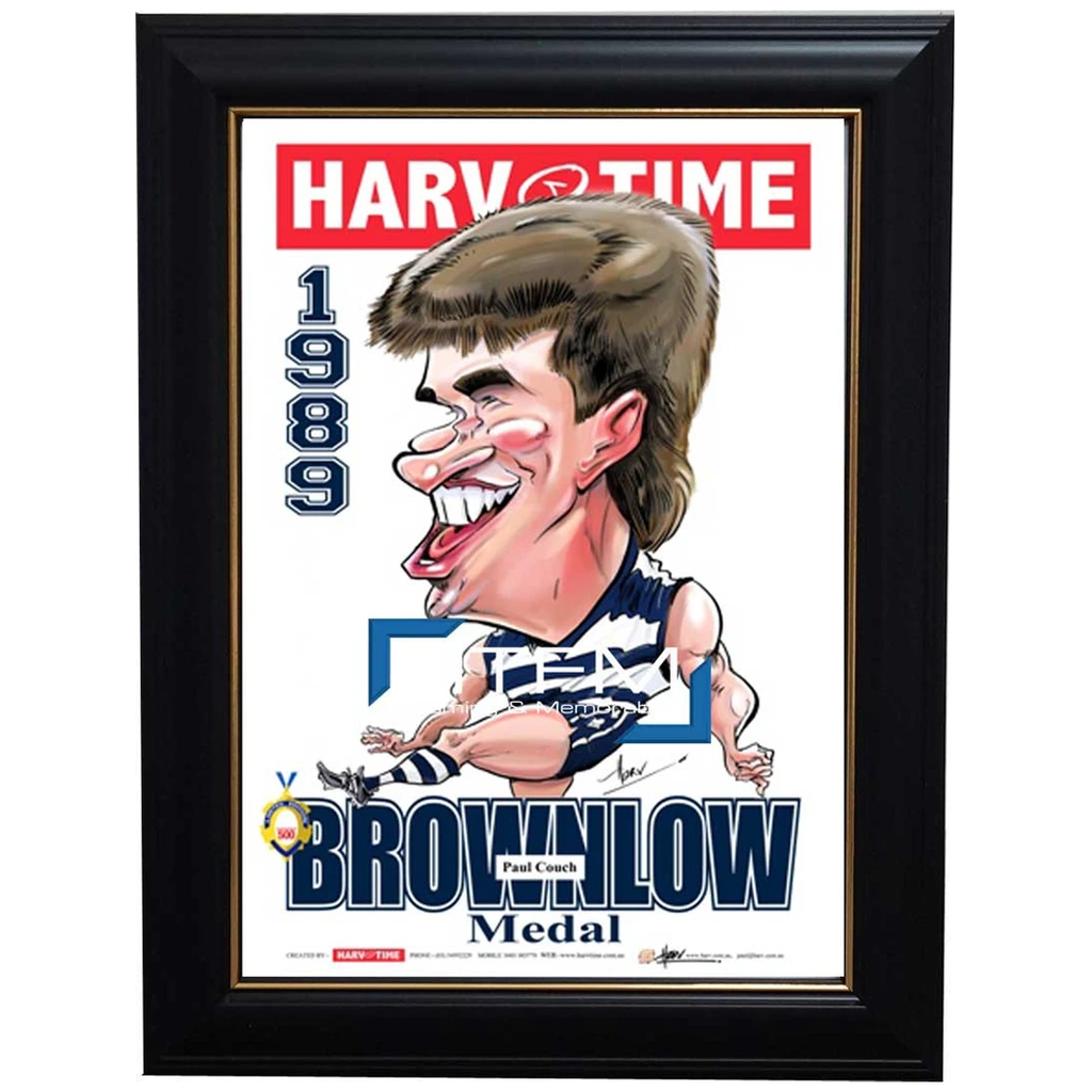 Paul Couch Geelong 1989 Brownlow Medal Harv Time Limited Edition Print Framed - 2682