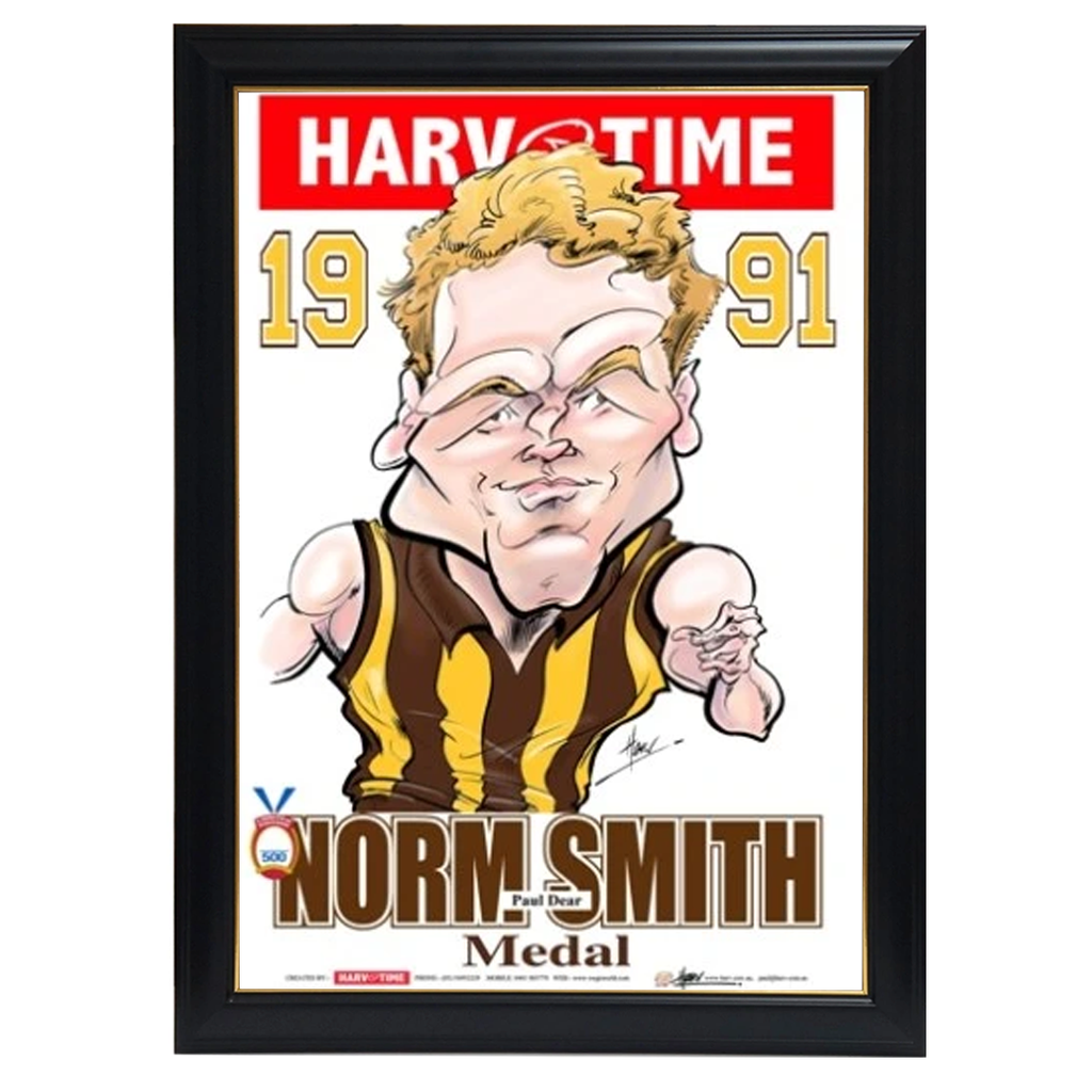 Paul Dear, 1991 Norm Smith Medal, Harv Time Print Framed - 4233