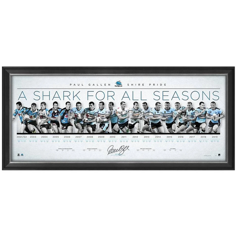 Paul Gallen Signed a Shark for All Seasons Cronulla Sharks Official Nrl Retirement Lithograph Framed - 3771