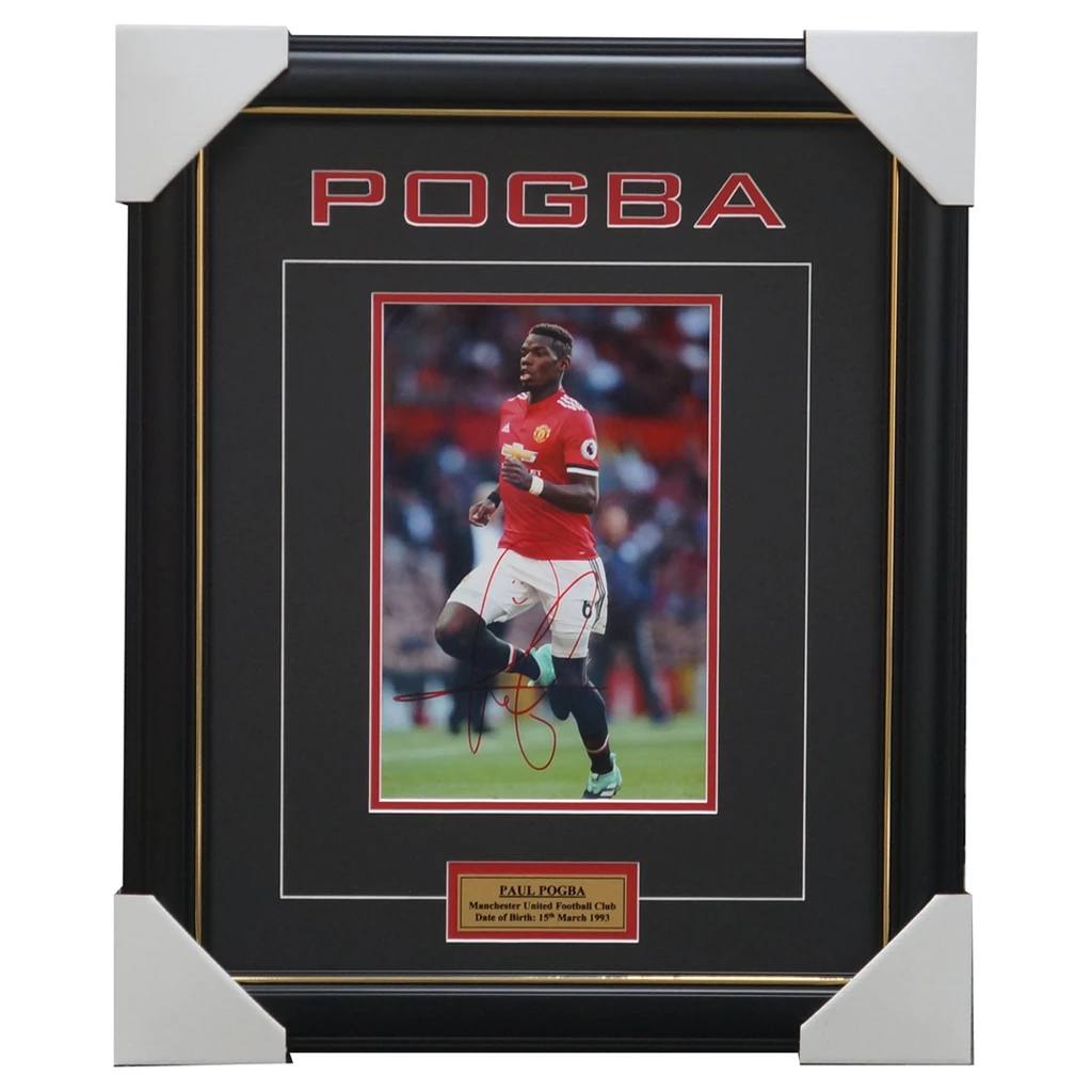 Paul Pogba Signed Manchester United Football Club Photo Framed With Plaque + Coa - 3239