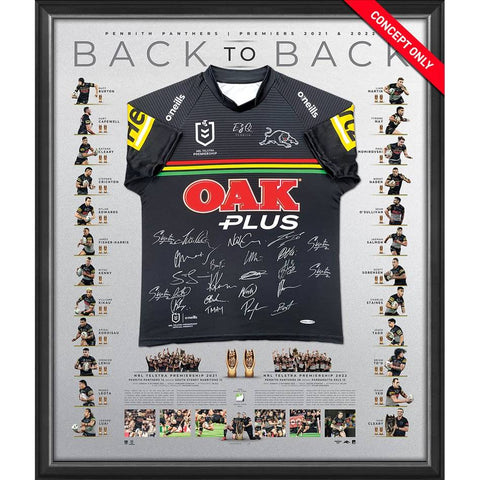 Penrith Panthers 2022 NRL Premiers Official Deluxe Team Signed Jersey Framed - 5306