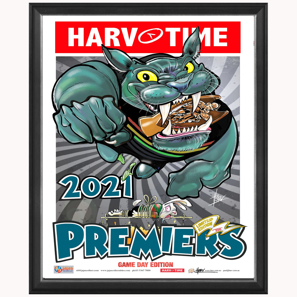 Penrith Panthers 2021 NRL Premiers Game Day Limited Edition Harv Time Print Framed – 4898