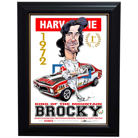 Peter Brock 1972 1st Bathurst King of the Mountain L/e Harv Time Print Framed - 2634