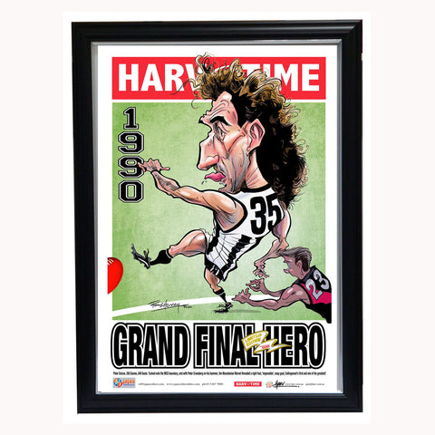 Peter Daicos 1990 Grand Final Hero Original Collingwood Magpies Premiers, Harv Time Print Framed - 4555