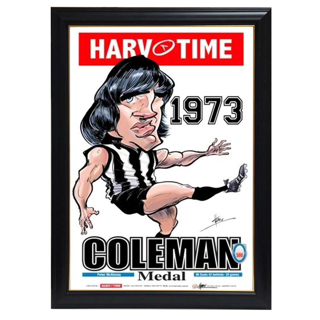 Peter McKenna, 1973 Coleman Medal, Harv Time Print Framed - 4302