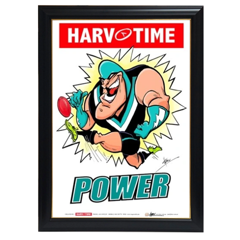 Port Adelaide Power, Mascot Print Harv Time Print Framed - 4168