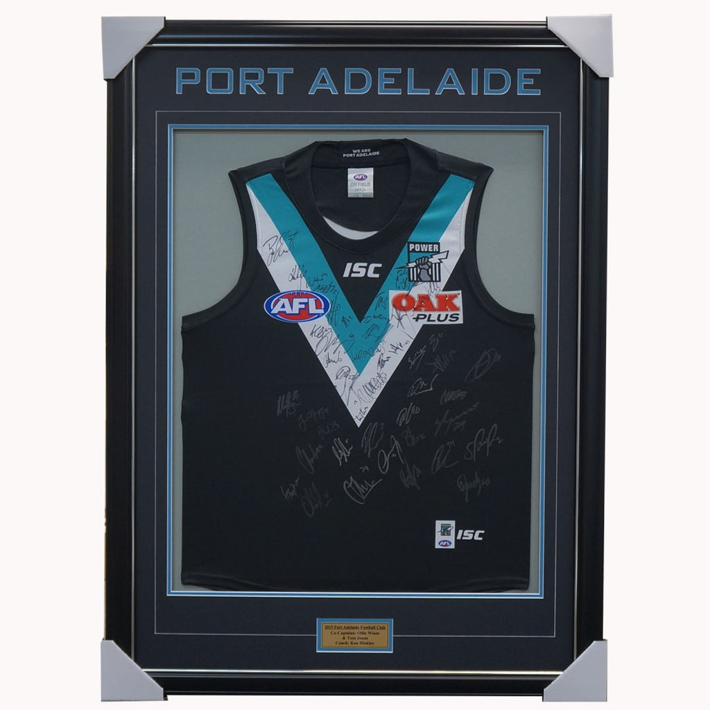 Port Adelaide 2019 Signed Official Afl Team Jumper Framed Boak Wines Westhoff + Coa - 3646