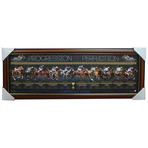 Progression of Perfection L/e Print Framed - Includes 10 Champion Horses Winning the Melbourne Cup - 1611