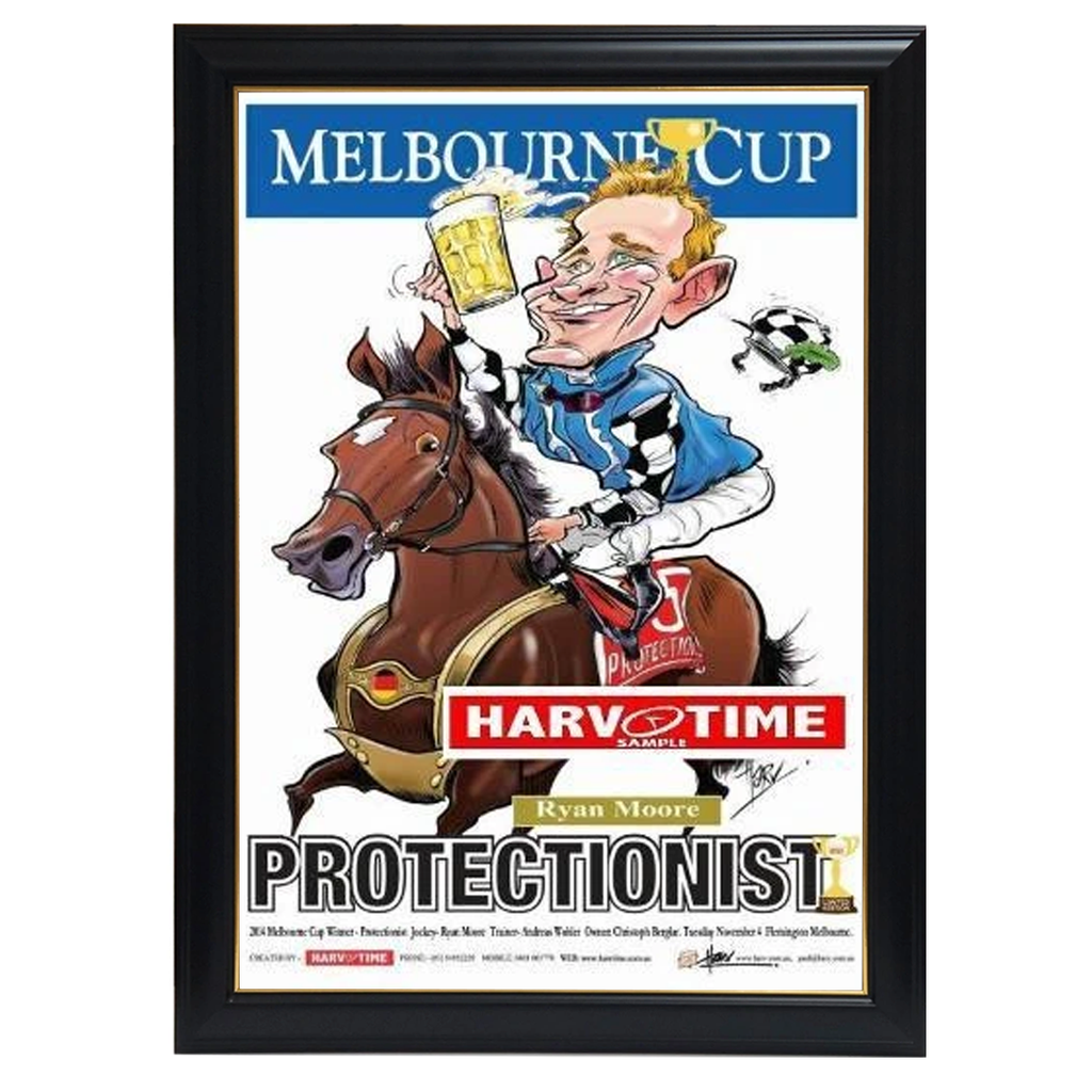 Protectionist, 2014 Melbourne Cup, Harv Time Print Framed - 4259