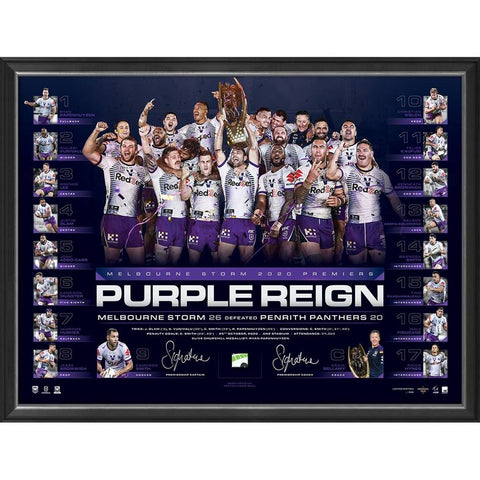 Melbourne Storm 2020 Nrl Premiers Dual Signed Lithograph Framed - 4678