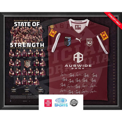 Queensland Maroons 2022 Signed State of Origin Signed Official Champions Jersey Framed - 5212