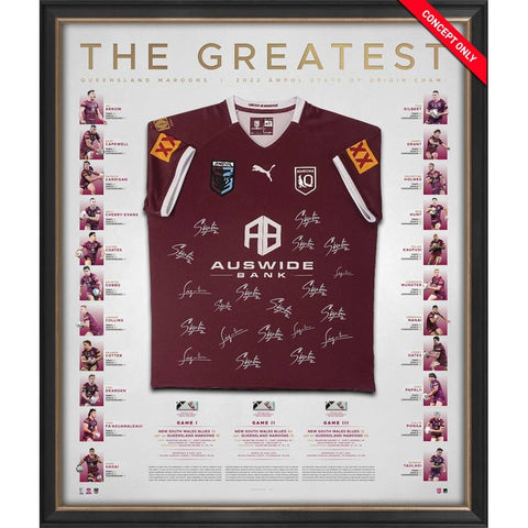 Queensland Maroons Signed The Greatest State of Origin Official Deluxe Jersey Framed - 5213