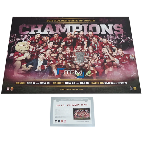 Queensland 2015 State of Origin Champions Sportsprint Unframed Camerson Smith Thurston  - 2511