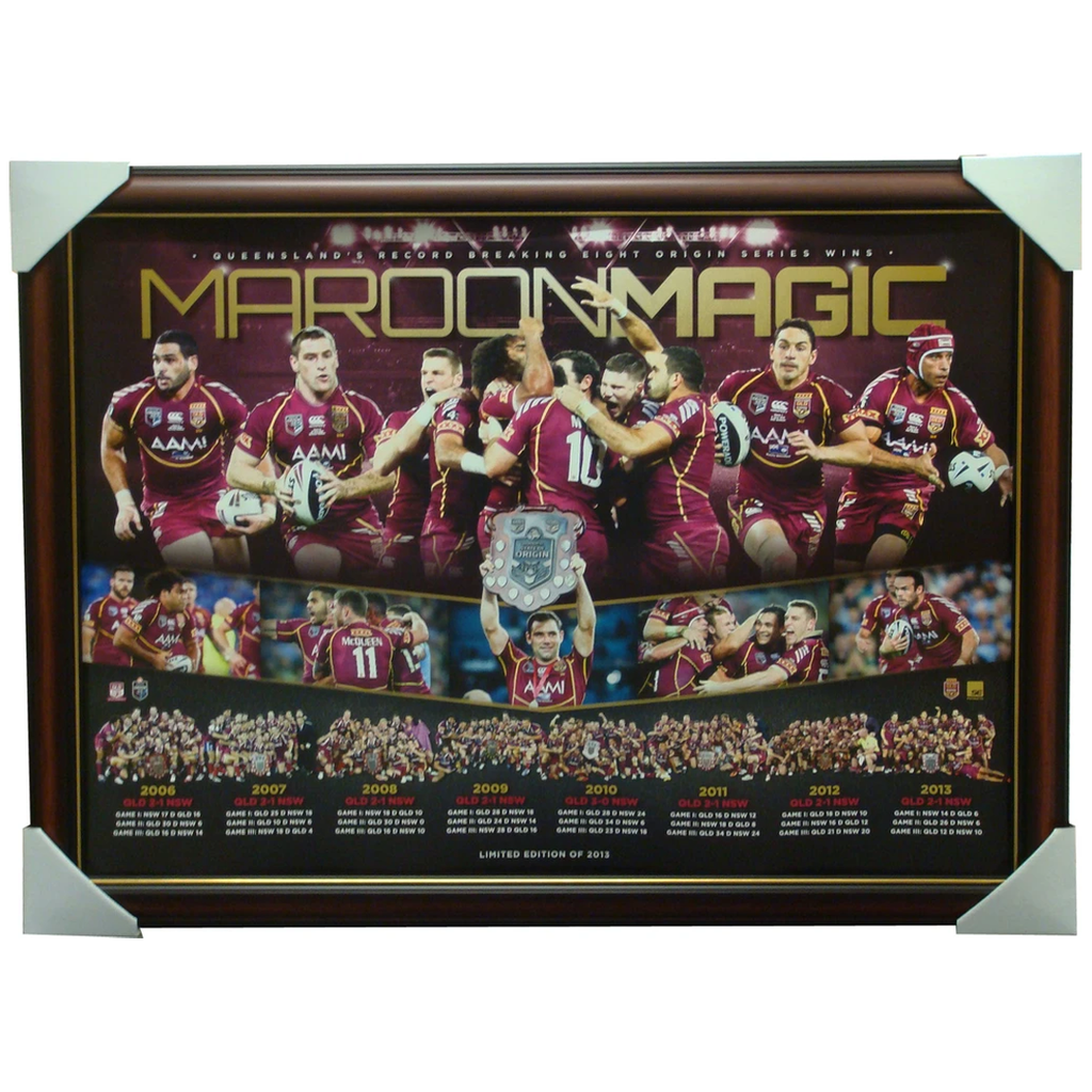 Queensland Maroon Magic 2013 State of Origin 8th Success Sports Print Framed - 1405