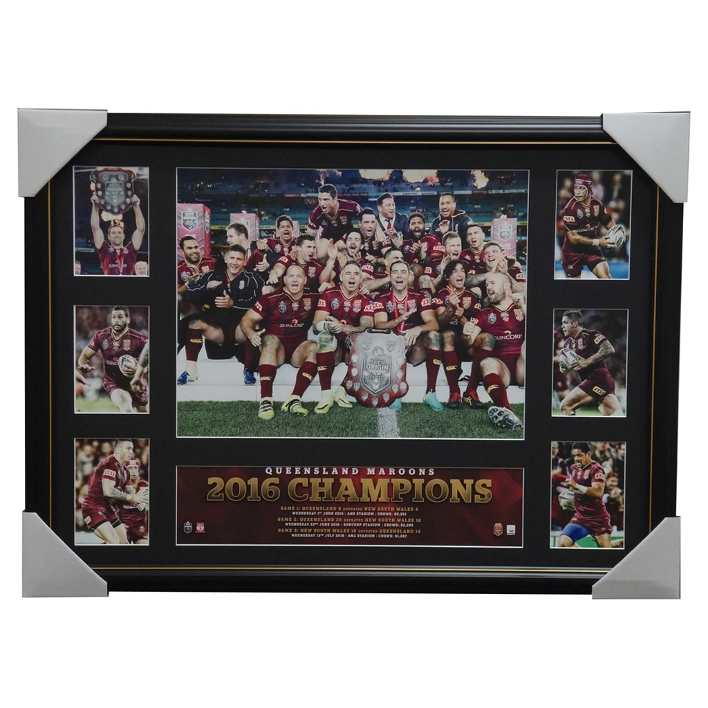 Queensland Maroons 2016 State of Origin Champions Tribute Frame Smith Cronk Inglis - 2908