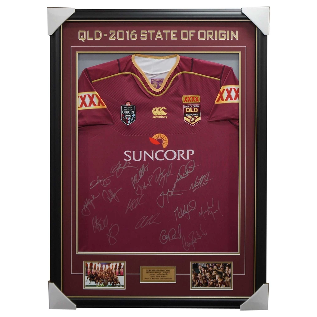 Queensland Maroons Signed 2016 State of Origin Champions Jersey Framed Cameron Smith Cronk - 2927