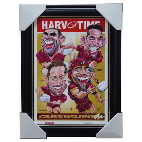Queensland State of Origin Retired Players Print Framed Slater Smith Cronk & Johnathan Thurston - 3475
