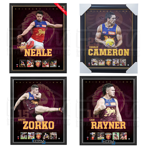 Brisbane Lions Package Official Licensed Afl Prints Framed Rayner Zorko Cameron Neale - 4496