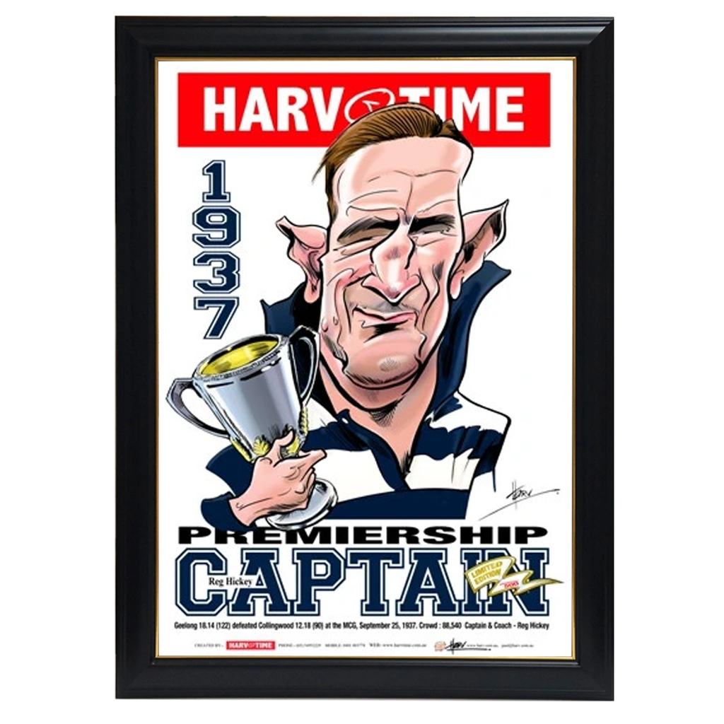 Reg Hickey, 1937 Premiership Captain, Harv Time Print Framed - 4294