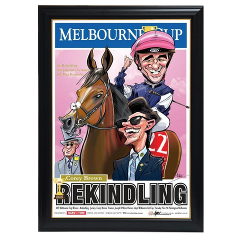 Rekindling, 2017 Melbourne Cup, Harv Time Print Framed - 4245