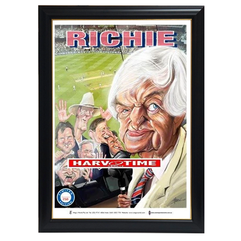 Richie Benaud Cricket, Harv Time Print Framed - 4260