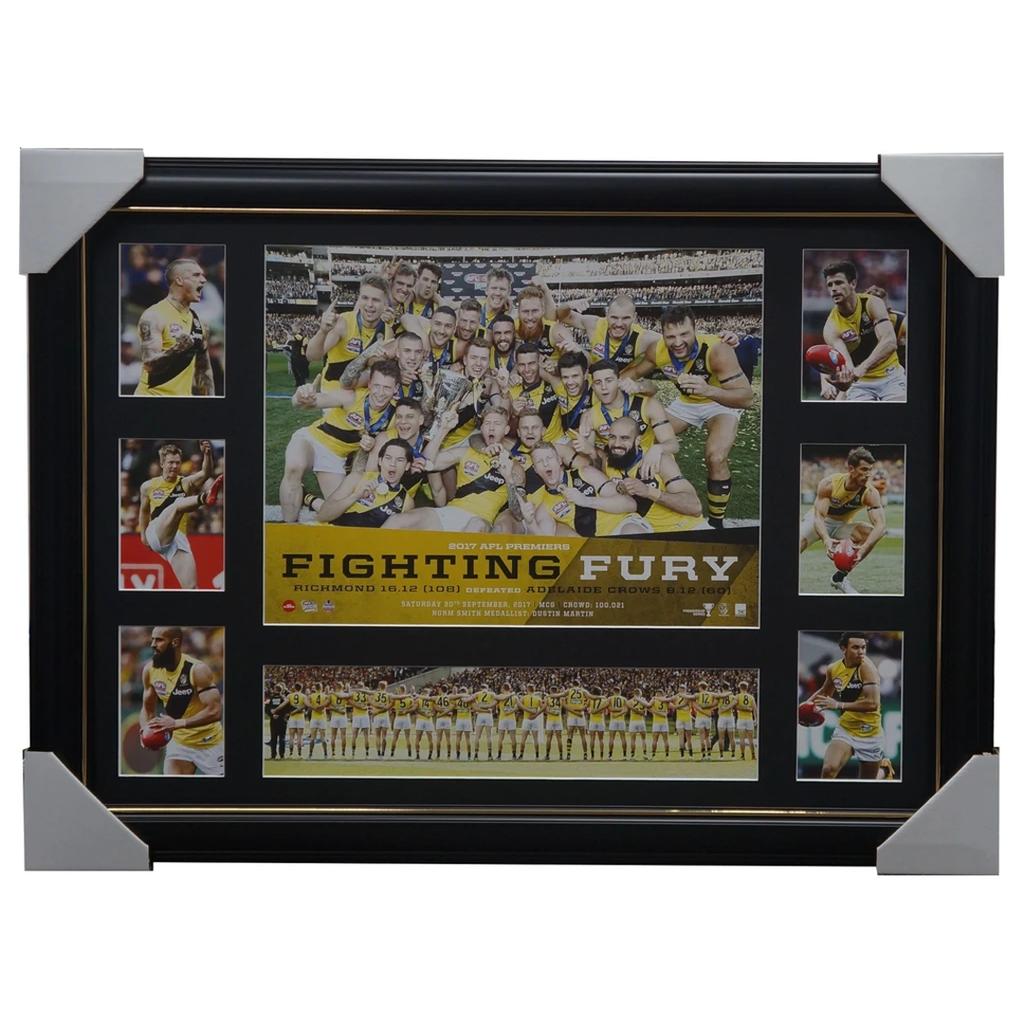 Richmond 2017 Afl Official Premiership Deluxe Tribute Print Framed Fighting Fury - 3188