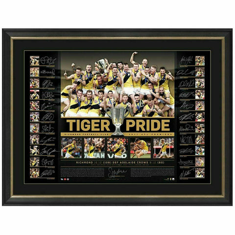 Richmond 2017 Hand Signed Official Afl Team Print Framed Tiger Pride - 4461