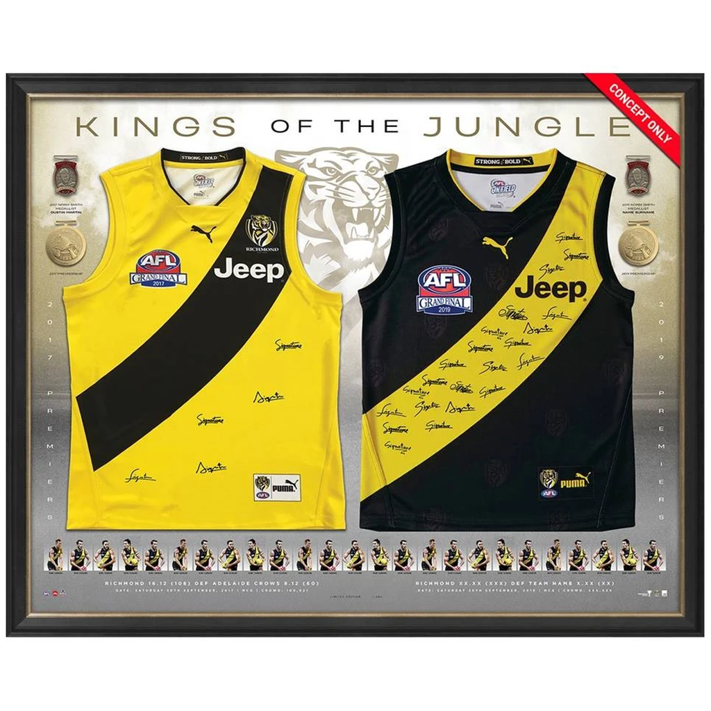 Richmond 2017 & 2019 Premiers Dual Team Signed Official Afl Jumpers Framed - 3823