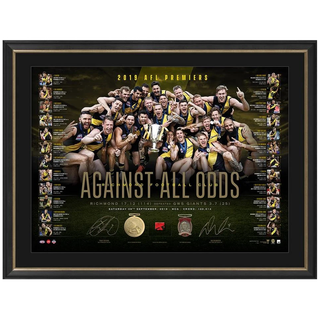 Richmond 2019 Afl Premiers Official Dual Signed Lithograph Framed Martin "Against All Odds" - 3806