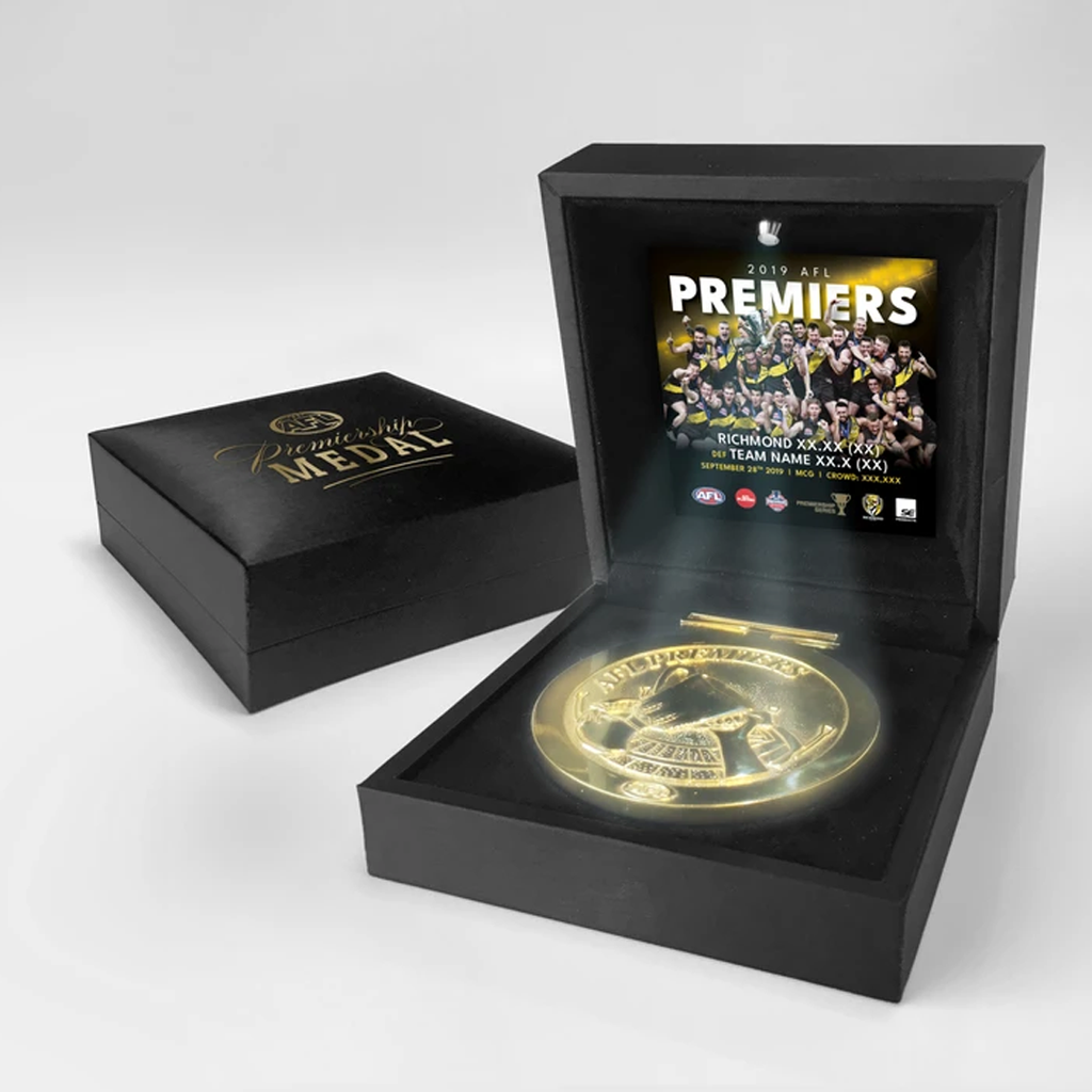 Richmond 2019 Afl Premiers Official Medal Display in Black Led Box - 3819 in Stock Now