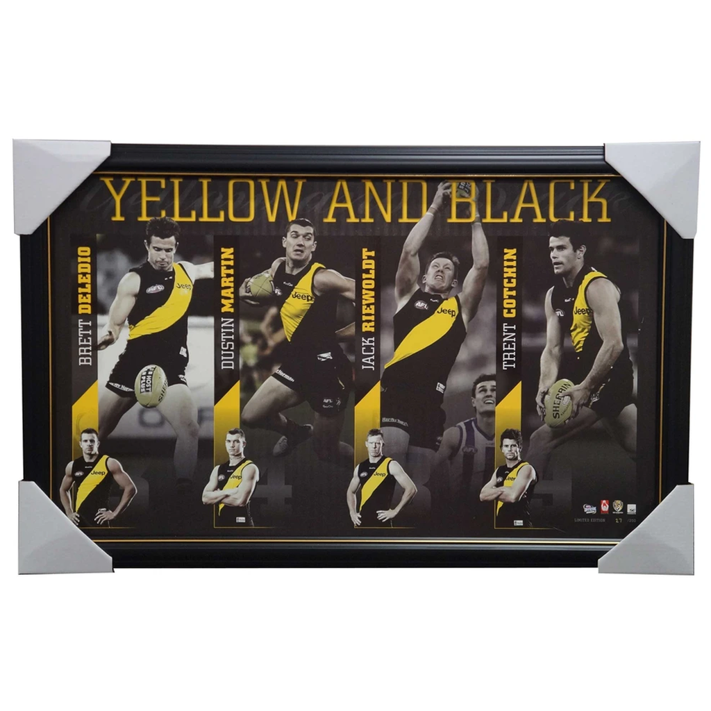Richmond Afl Yellow & Black L/e Print Framed Cotchin Martin Deledio Riewoldt - 2869