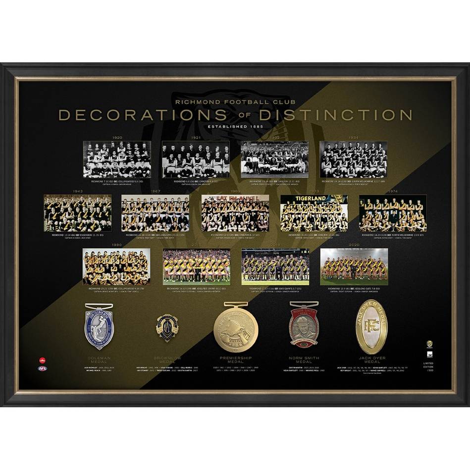 Richmond Football Club Decorations of Distinction 2020 AFL Premiers Edition Frame - 4592