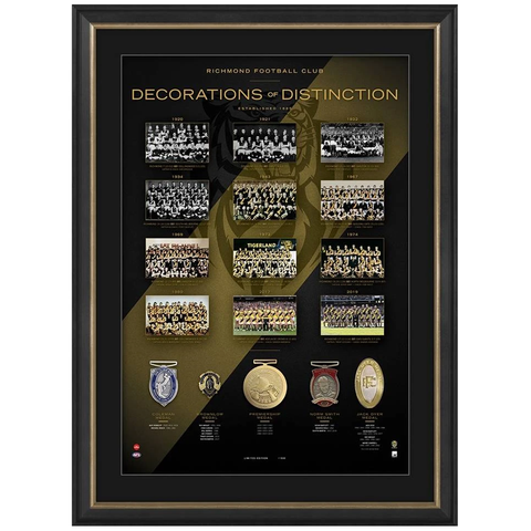 Richmond Football Club Decorations of Distinction With 5 Medals Framed 2019 Premiers - 3914 New