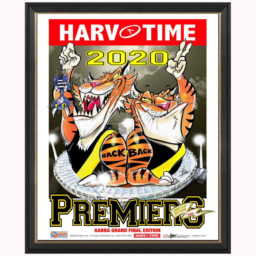 2020 Premiers Richmond Tigers Harv Time Match Day Limited Edition Print Framed - 4667
