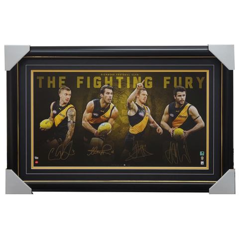 Richmond Signed Fighting Fury X 4 Sigs Afl Official Print Framed Martin Cotchin Rance Riewoldt - 3135