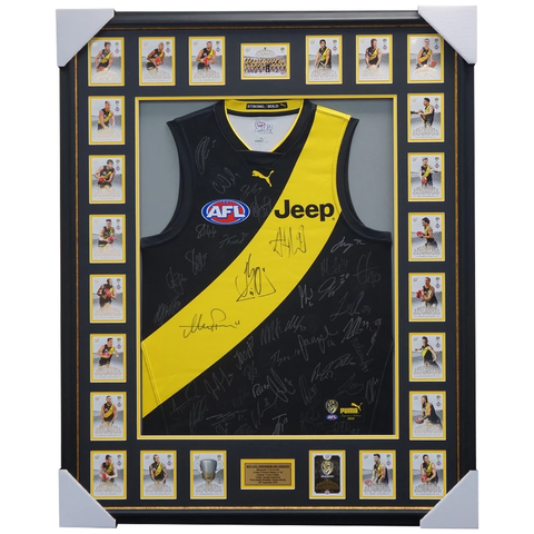 Richmond Team Signed 2019 Jumper Framed with Premiership Cards - 3917
