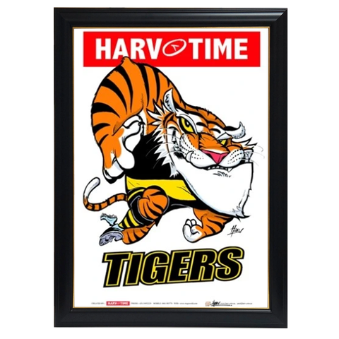 Richmond Tigers Mascot Print, Harv Time Print Framed - 4167